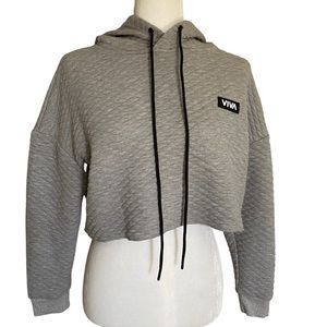 Barstool Sports Grey Viva Quilted Cropped Hoodie Size Medium